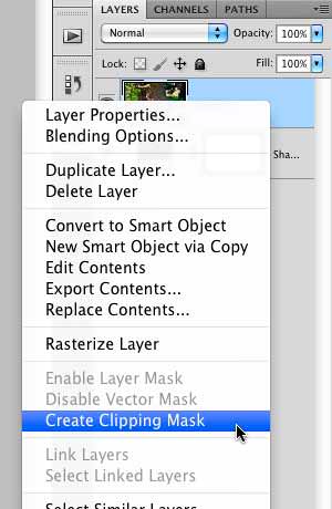 Selecting the "Create Clipping Mask" option